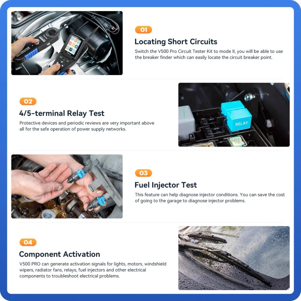 Kit testador de sonda de circuito de energia automotiva VDIAGTOOL V500PRO 9V-30V testador de circuito de carro ferramenta de diagnóstico de sistema elétrico - Imagem 6