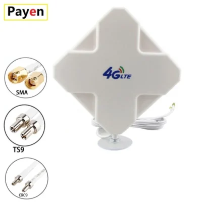 Antena PAYEN 4G LTE Antena de alto ganho 35dBi Cabo duplo SMA TS9 CRC9 Antena de conector para modem roteador 3G 4G