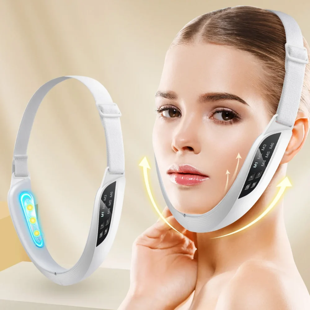 Dispositivo elétrico de beleza para lifting facial, 6 modos, 8 níveis, ems, microcorrente, firmador, massageador facial, remoção de queixo duplo, cuidados com a pele