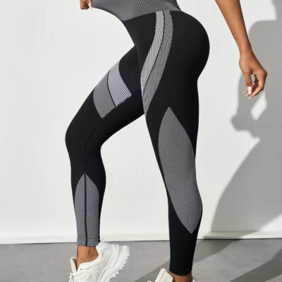 Leggings de yoga sem costura feminino controle de barriga cintura alta macio elástico respirável scrunch butt lifting ginásio calças de treino
