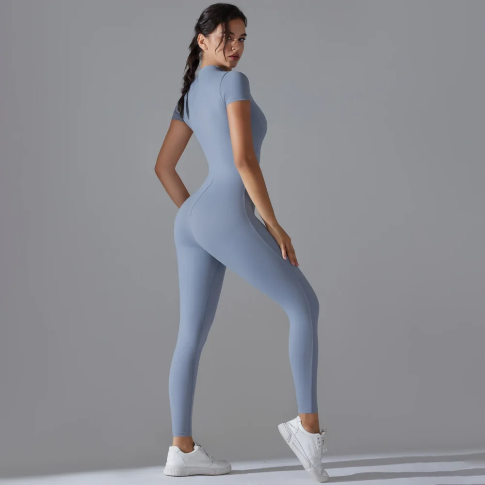 Bodysuits femininos de fitness esportes bodysuit yoga terno respirável secagem rápida esportes yoga roupas ginásio feminino push up treino - Imagem 2
