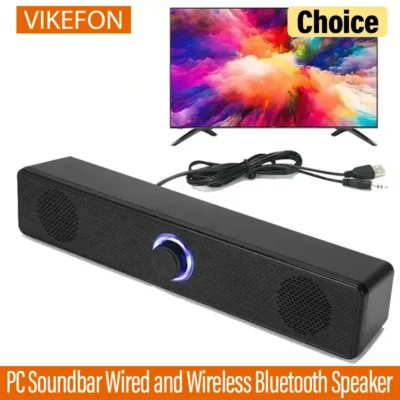 Barra de som para pc, com fio e sem fio, bluetooth, alimentado por usb, para tv, pc, laptop, jogos, home theater, sistema de áudio surround