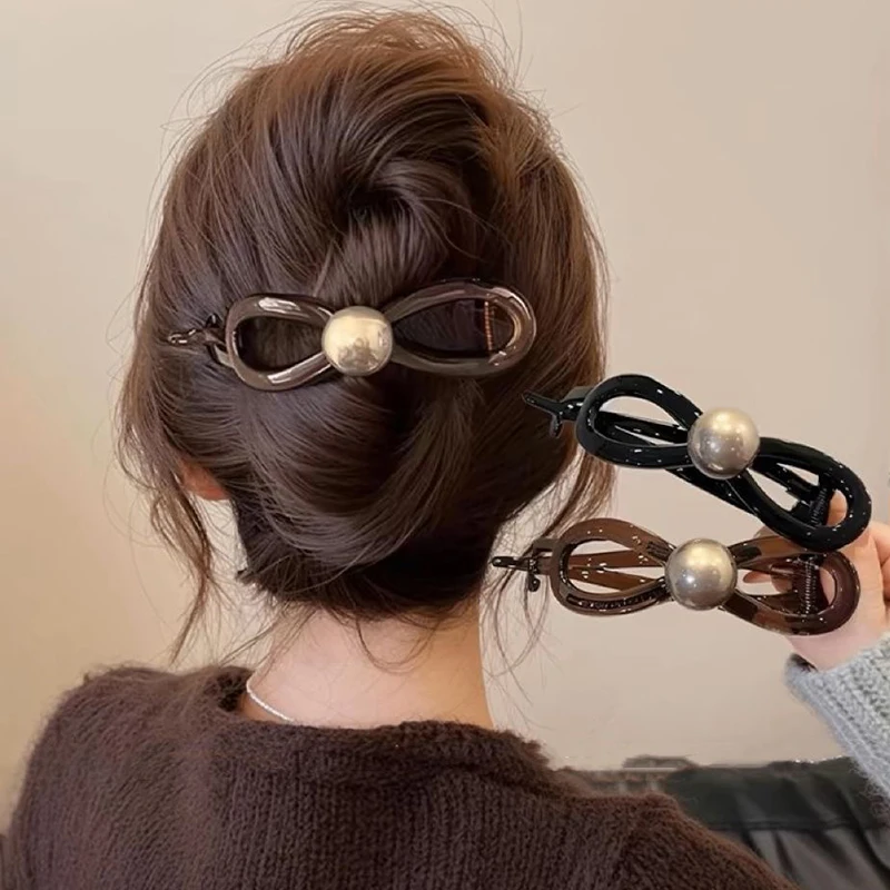 Novo grampo de cabelo torcido plástico imitação pérola hairpin torcido design presilhas de cabelo feminino acessórios para o cabelo