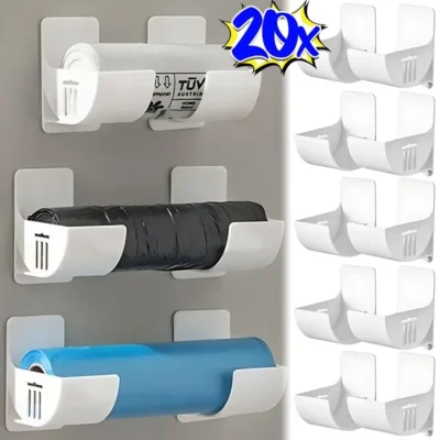 20/2 pçs sacos de lixo prateleira titular fixado na parede saco plástico filme recipiente dispensador saco de lixo caixa de armazenamento organizador para cozinha
