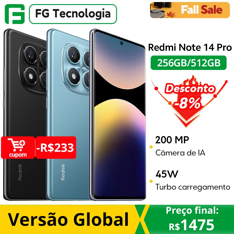 Versão global xiaomi redmi note 14 pro smartphone 200mp ai câmera helio G100-Ultra 6.67 "120hz display amoled 5500mah bateria