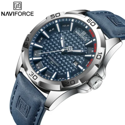 Naviforce marca masculina moda relógios de quartzo masculino pulseira de couro esporte à prova dwaterproof água relógios de pulso calendário relogio masculino