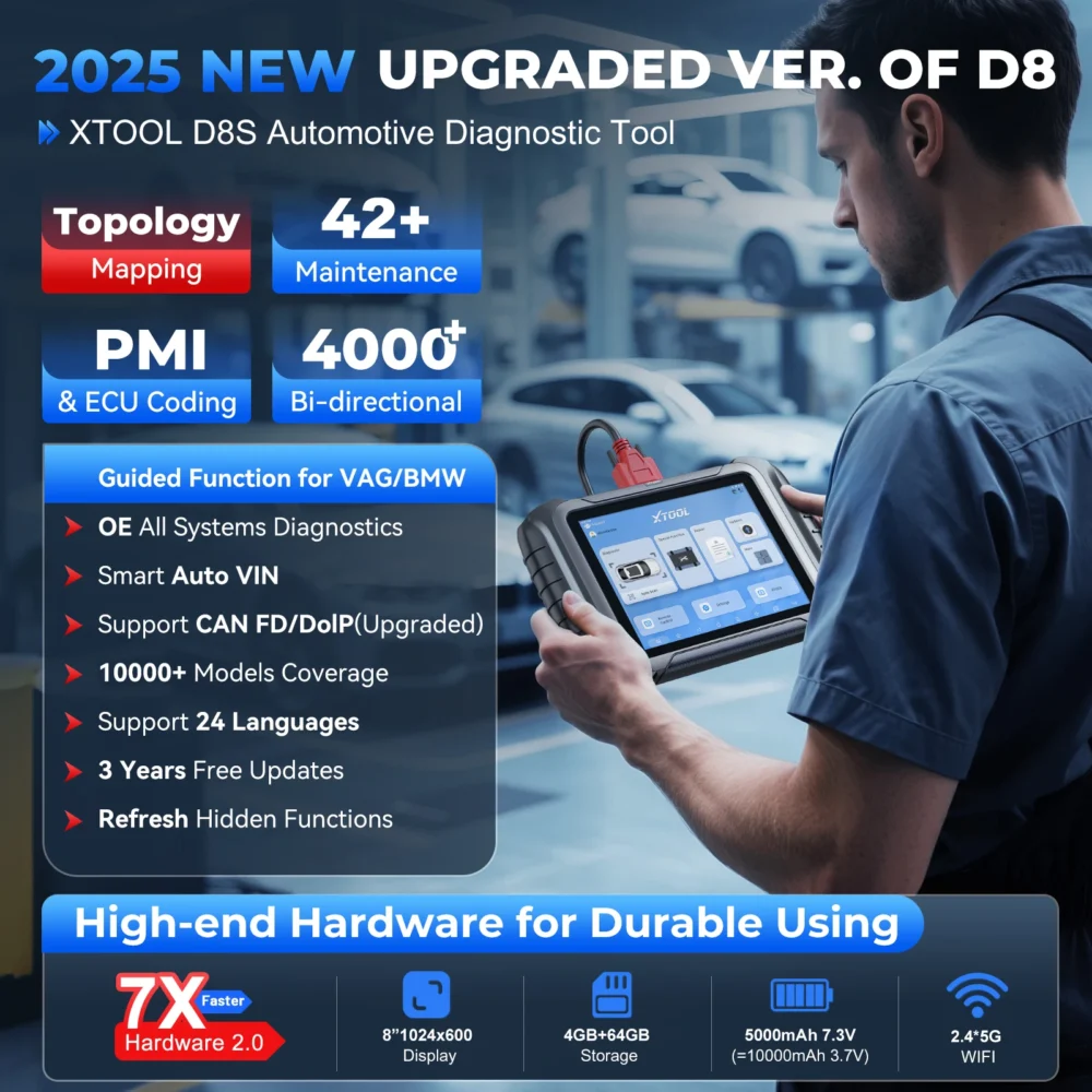 XTOOL D8S Ferramentas de diagnóstico de carros Automotive Scanner ECU Coding 42 Services Towplogy Programação Bidirecional Programação Canfd Doip FCA Entrega rápida do Brasil Warehouse - Imagem 2