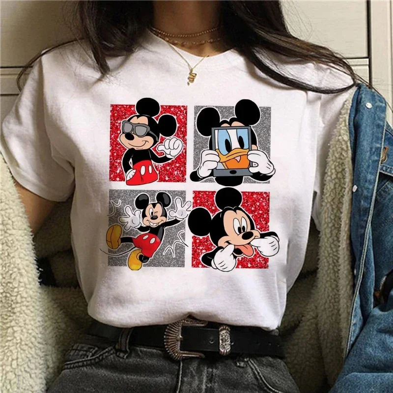 90s y2k mickey impressão camisetas para mulheres moda minnie mouse t camisa streetwear roupas femininas kawaii disney tshirt - Imagem 2