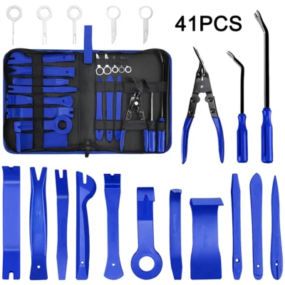 Conjunto de ferramentas de remoção de guarnição de carro, alicate de clipe, removedor de fixador, remoção estéreo, ferramentas de desmontagem portáteis
