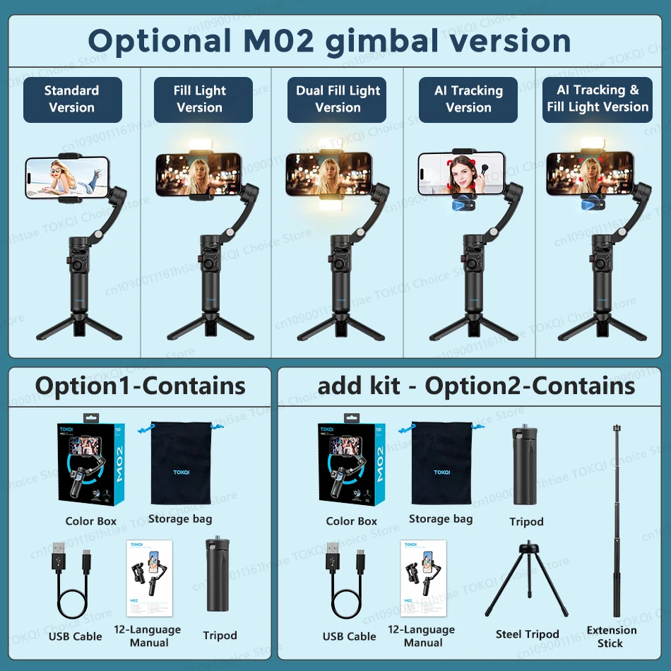 M02 novo estabilizador gimbal portátil de 3 eixos para smartphone com controle remoto sem fio para iphone android telefone rastreamento facial tiktok vlog - Imagem 6