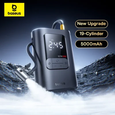 Baseus bomba de ar sem fio para carro, compressor de ar portátil para carro, motocicletas, bicicleta, inflador de pneus elétrico com display digital LCD