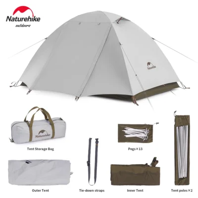 Naturehike barraca de acampamento 2-3 pessoas à prova d'água upf50 + barraca de acampamento ao ar livre ultraleve portátil caminhadas trekking abrigo solar