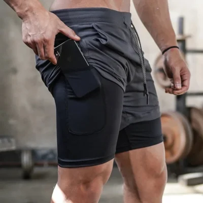 Camo correndo shorts dos homens ginásio esportes shorts 2 em 1 secagem rápida treino treinamento ginásio de fitness jogging calças curtas verão shorts