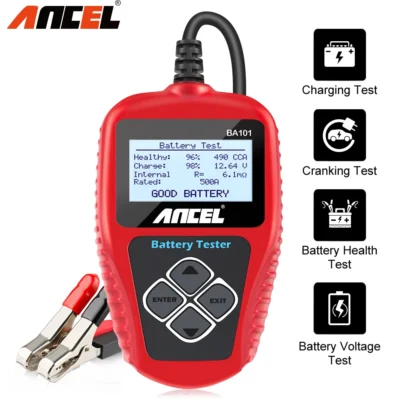 ANCEL-BA101 Analisador De Testador De Bateria De Carro, Testador De Carga Automotiva, Carregamento, Circuito, Carga, Ferramentas De Diagnóstico, 100-2000CCA, 12V