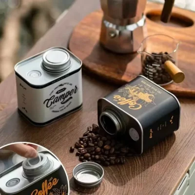 Frasco de armazenamento de cozinha doméstico, frasco de grãos de café selado, acampamento ao ar livre, à prova de umidade e frasco de manutenção fresca, 1/2 peças