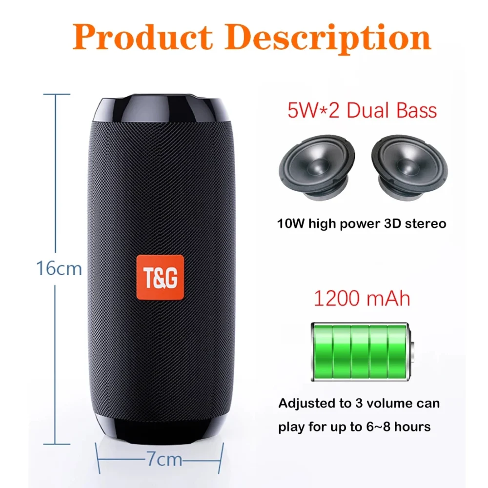 Portátil sem fio bluetooth alto-falante blutooth música caixa de som para caixa de som blootooth subwoofer rádio fm handfree sistema baixo - Imagem 3