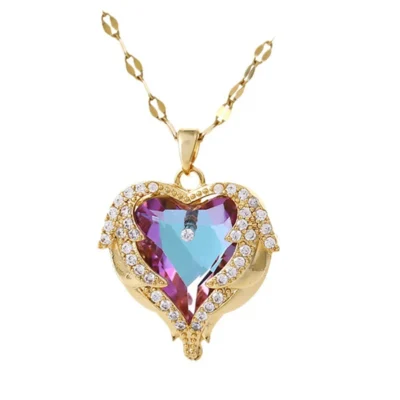 Colar de cristal versátil em forma de coração pingente clavícula corrente ins jóias mulher bijoux acier inoxydable colar y2k accessorie