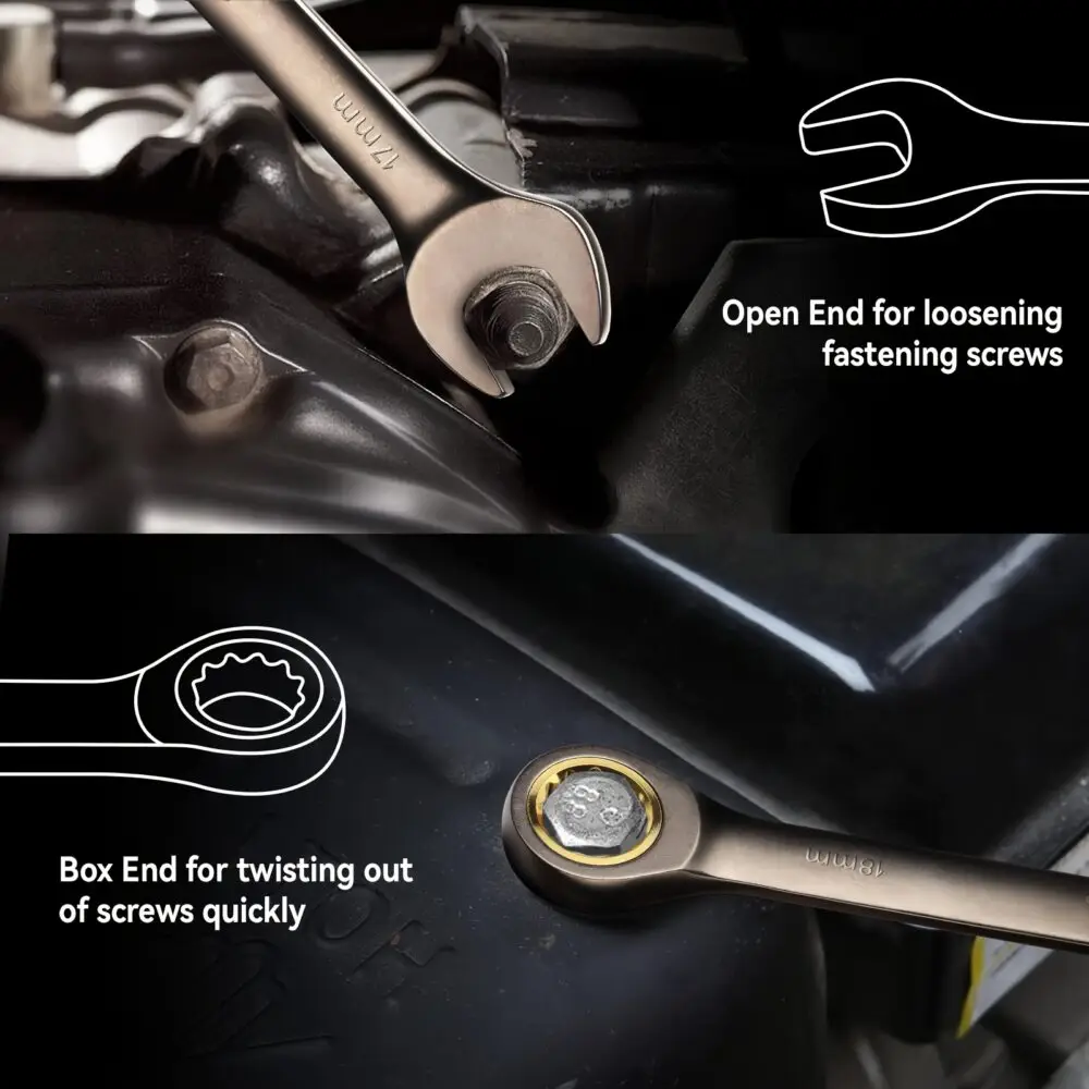 Chave de catraca de níquel preto único, chave de superfície de níquel, chave de catraca de 72 dentes, material de aço de vanádio cromado, pega ergonómica, chave de catraca DIY, ferramenta de hardware manual, ferramenta de reparo doméstico, ferramenta de reparo automotivo, conjunto de chaves, conjunto de chaves de catraca/chave, ferramenta para mecânico, chaves de oficina - Imagem 7